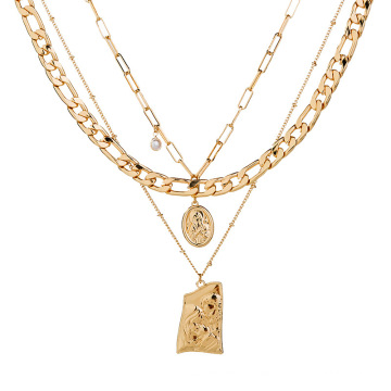 Shangjie OEM gold plated pendant chains necklace vintage necklace multilayer rose gold necklaces